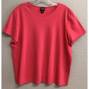 Eileen Fisher Top Cotton Jersey Short Sleeve Coral Plus Size 1X TShirt Shirt